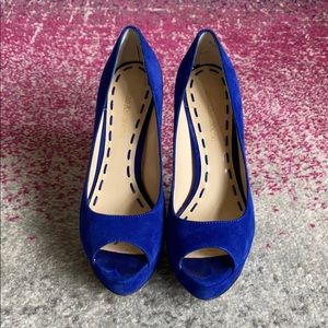 Blue suede heels